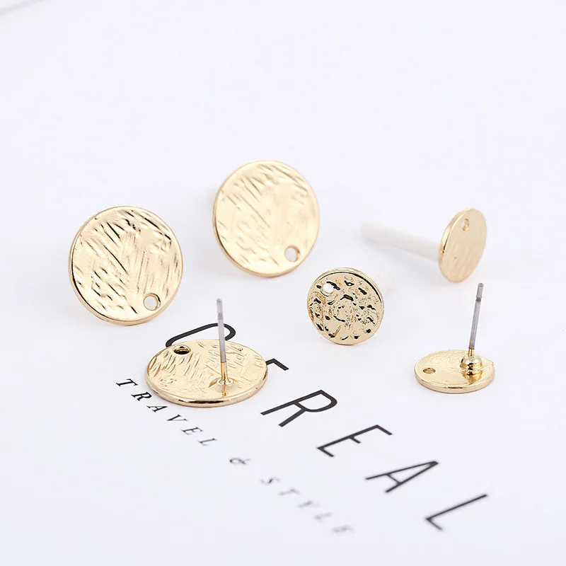 

10pcs Gold Round Alloy Earrings Stud Findings Diy Simple Charm Dangle Earring Ear Stud Jewelry Accessories Making C228