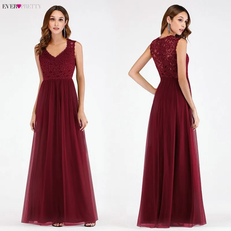 Robe Demoiselle D'honneur кружевное платье подружки невесты Ever Pretty A Line v образным вырезом