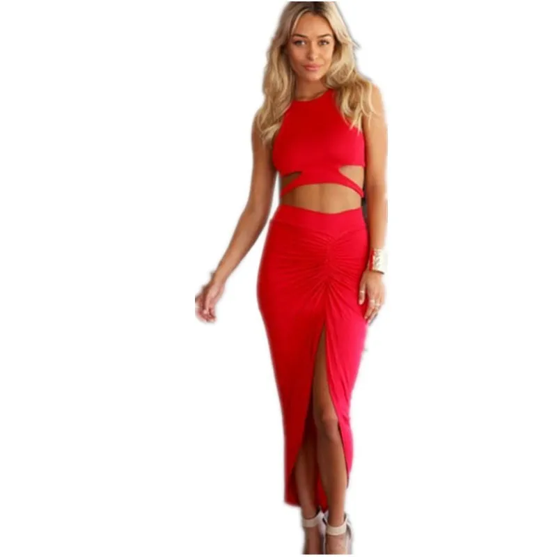 7 цветов Лидер продаж Лето 2015 модные Повседневное Slim Fit открытым Разделение модные Обёрточная бумага юбка Однотонная одежда с размеры S, M, L