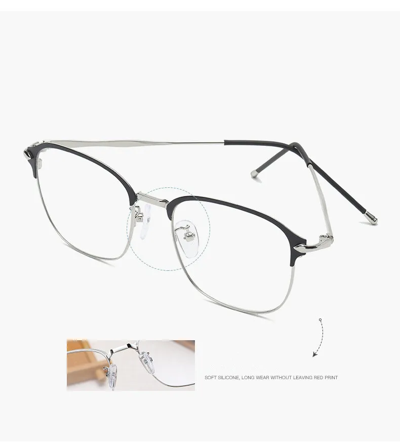 Популярные классические ретро-рамки очки с бесцветными линзами оправой для мужские и женские солнцезащитные очки Винтаж наполовину металлическая оправа для очков очки, Прямая поставка