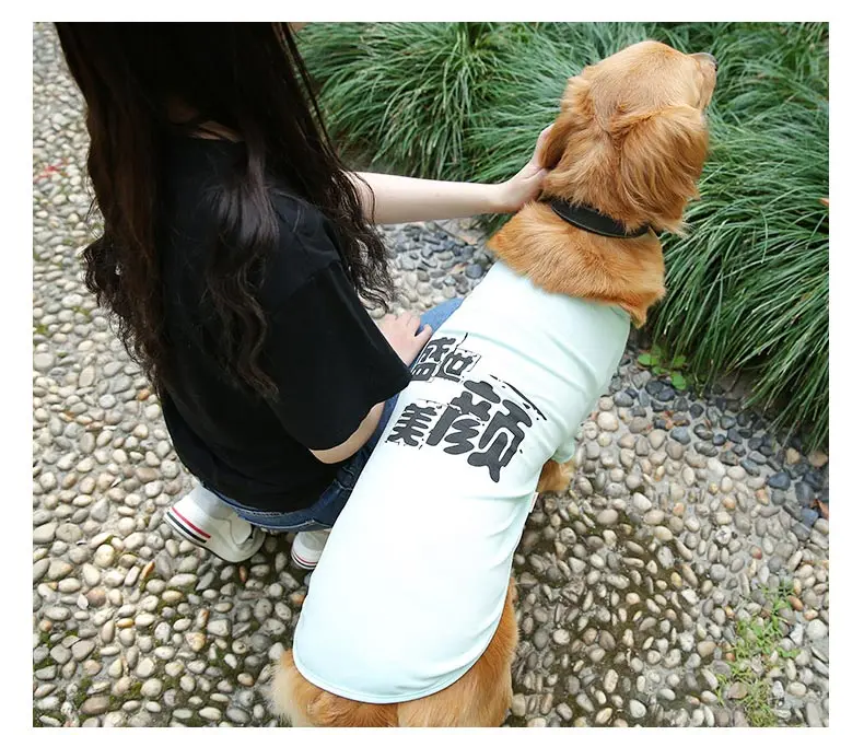 Hoopet Summer Big Dog Clothes T-shirts Mesh Cloth Breathable Dog Vest Golden Retriever Cloth for Medium Large Dogs 3XL-8XL (7)