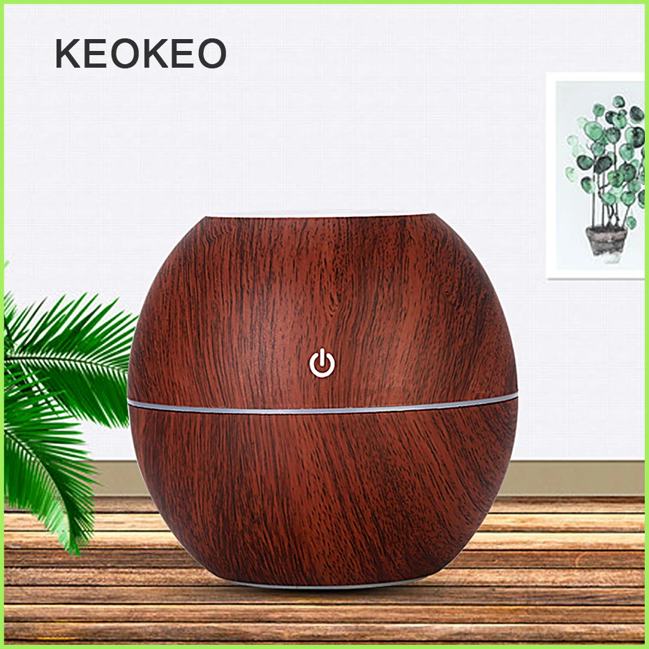 

KEOKEO Humidificador De Aire 300Ml USB Humidifier Ultrasonic Aroma Diffuser Aroma Aceites Humidifierr Con Grano De Madera 7 C