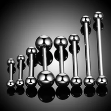 1 pc 100% grau 23 titânio prata cor língua barbell anel tamanhos misturados mamilo barbell piercing brincos moda jóias 14g & 16g