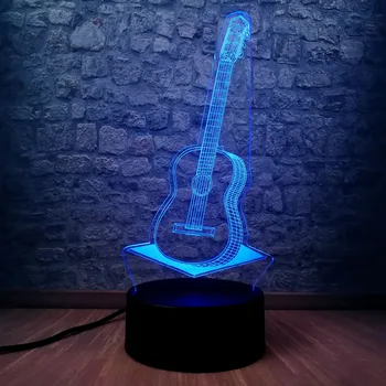 

2017 Creative POP Country Music Guitar 3D USB LED Lamp 7 Color Change RGB Night Light Bedroom Decor Lighting Musical Instruments