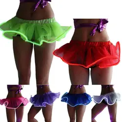 Для женщин сексуальные юбки 2018 Новый Для женщин загорается светодиодный пачка танец освещения вечерние Клубные вечерние бальное платье