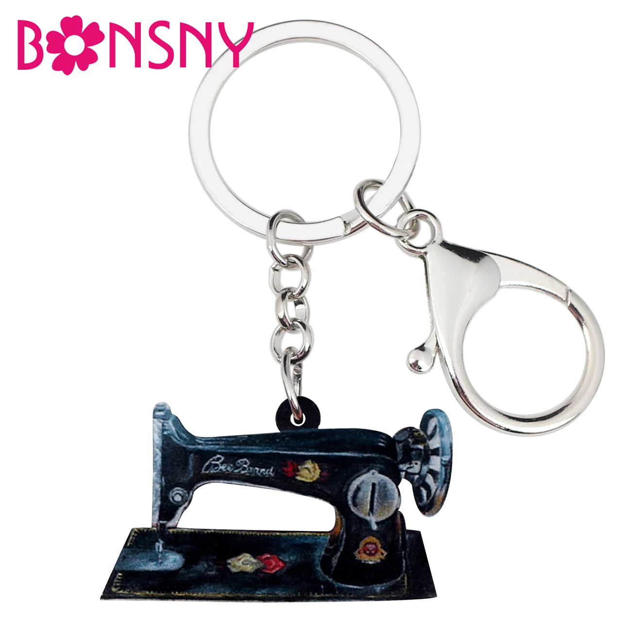 Enamel Metal Novelty Sewing Machine Key Chains For Women Girl Gift Car Purse bag Rings Charms 