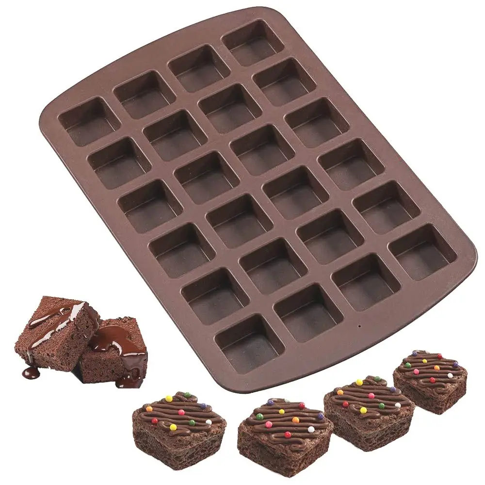 24 Cavity Silicone Brownie Squares Baking Mold Pans, Non-Stick, Easy To  Clean, Oven / Microwave / Dishwasher / Freezer safe