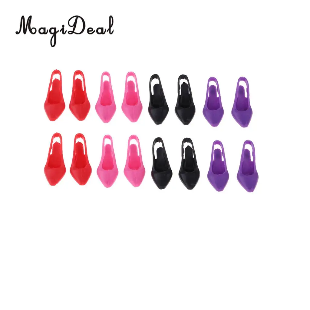 8 Pairs 1/6 Scale Miniature High Heel Shoes Furniture for Dolls House Room Woman Figures Accessory Decoration