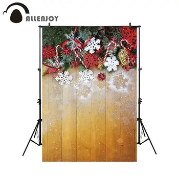 

Allenjoy photography backdrop Christmas wood pine leaves snowflake background photoshoot photocall studio photobooth