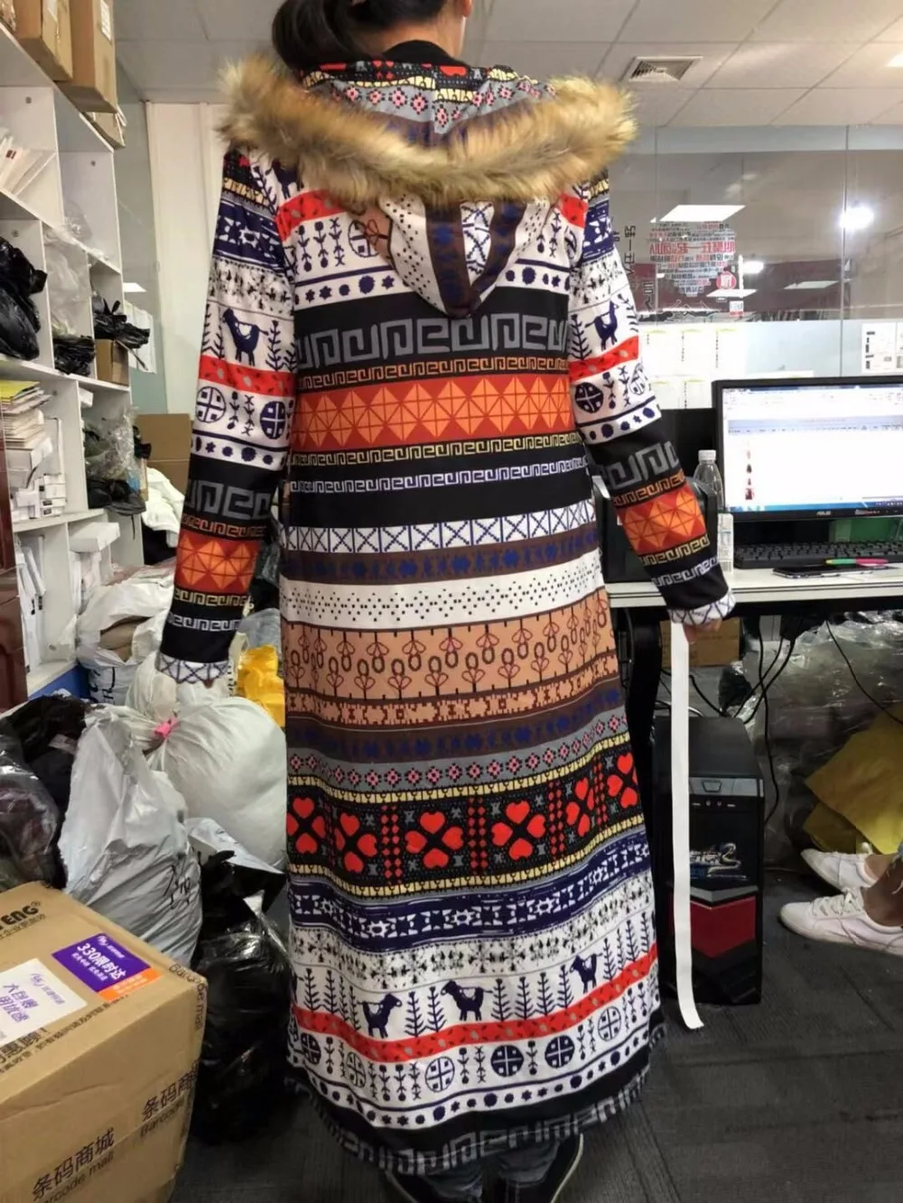 BOHOFREE Winter Long Coats Fake Furs Long Sleeve Runway Bohemian Style Boho Fashion Women Jacket Coats Outerwear Coats