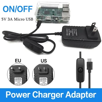 

NEW 5V 3A Micro USB Power Adapter Charger With Switch Control Cable For Raspberry Pi 3
