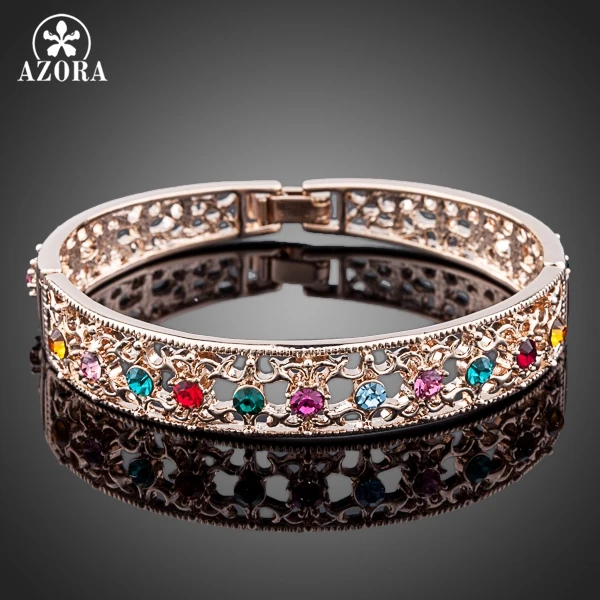 

AZORA Multicolour Crystal Gold Color Bangle Jewelry Made with Genuine Stellux Austrian Crystals TB0026