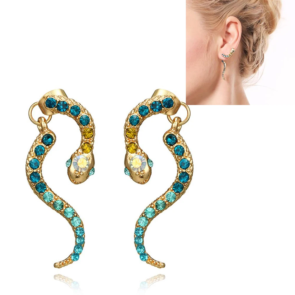 Buy 1 Pair 2018 Chic Blue Snake Dangle Earrings Women