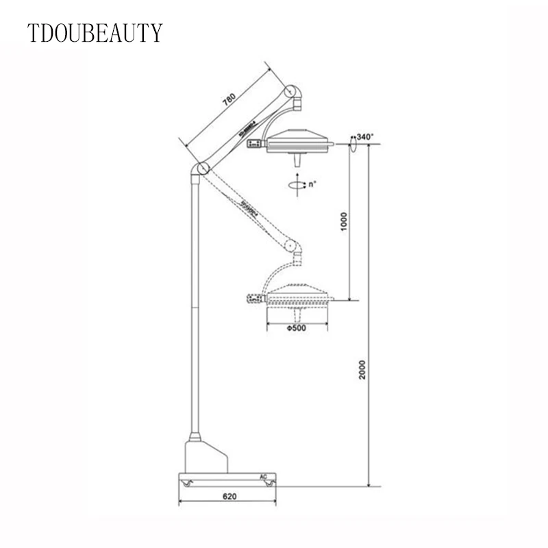 Подвижная напольная хирургическая бестеневая лампа TDOUBEAUTY Super 108 ВТ для домашних