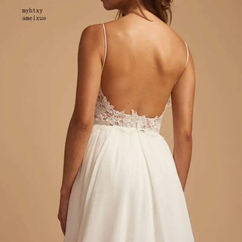 Cheap Boho Wedding Dress Spaghetti 