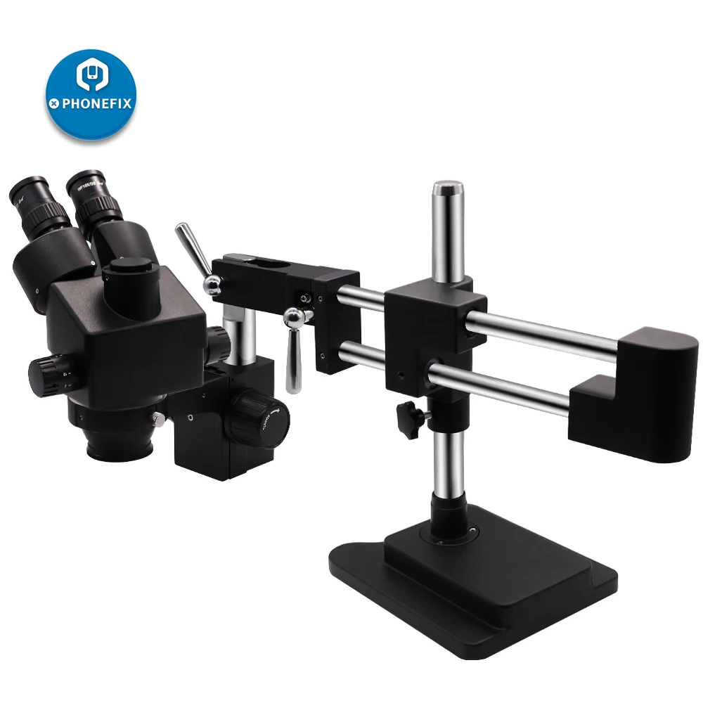 Двойной стрелы Стенд черный 3.5X-90X Simul-focal стерео микроскоп одновременно отображает четкие изображения BGA паяльник сварочный инструмент