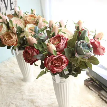

Lovely 30pcs Valentine's Rose Spring Artificial Fake Flower Arrangement Bouquet Room Wedding home Decor Real Touch Flower