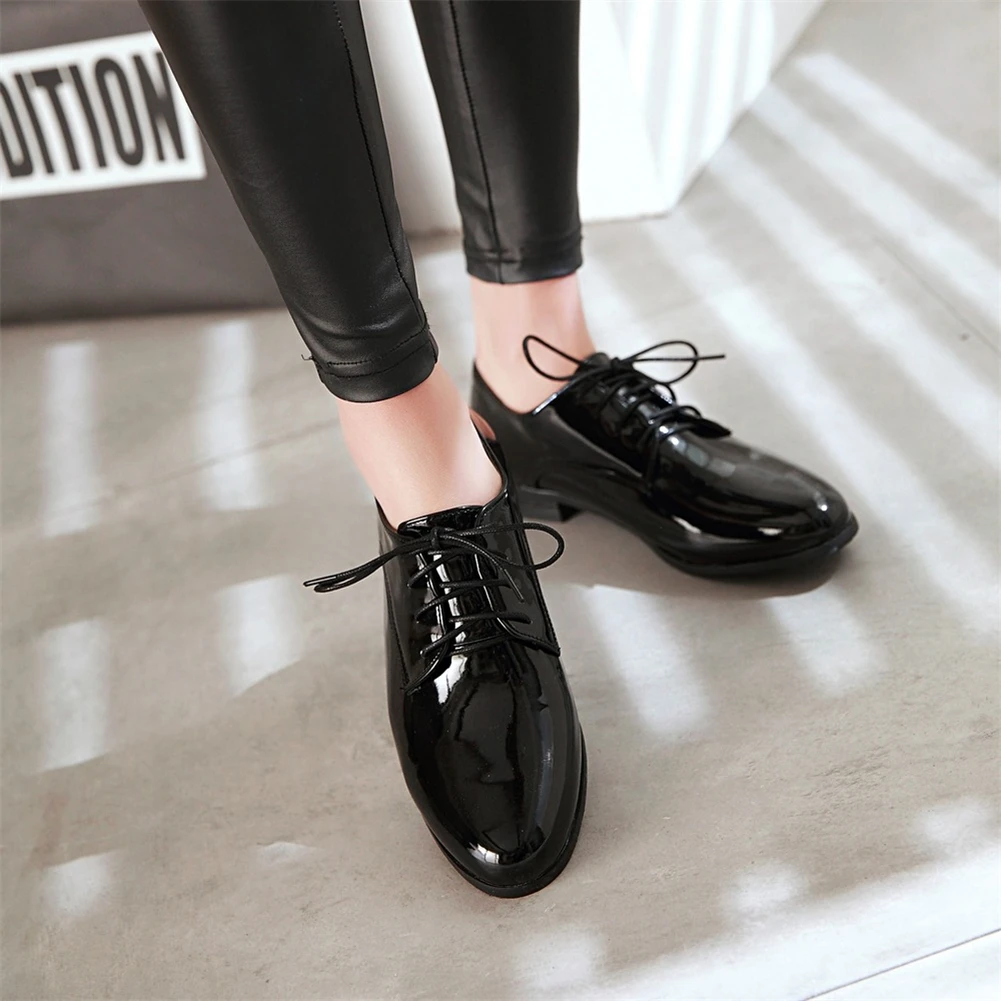 Sarairis/большие размеры 30-50; женские туфли в стиле Дерби на плоской подошве; женские винтажные туфли в британском стиле ретро; черные туфли на шнурках; женская обувь