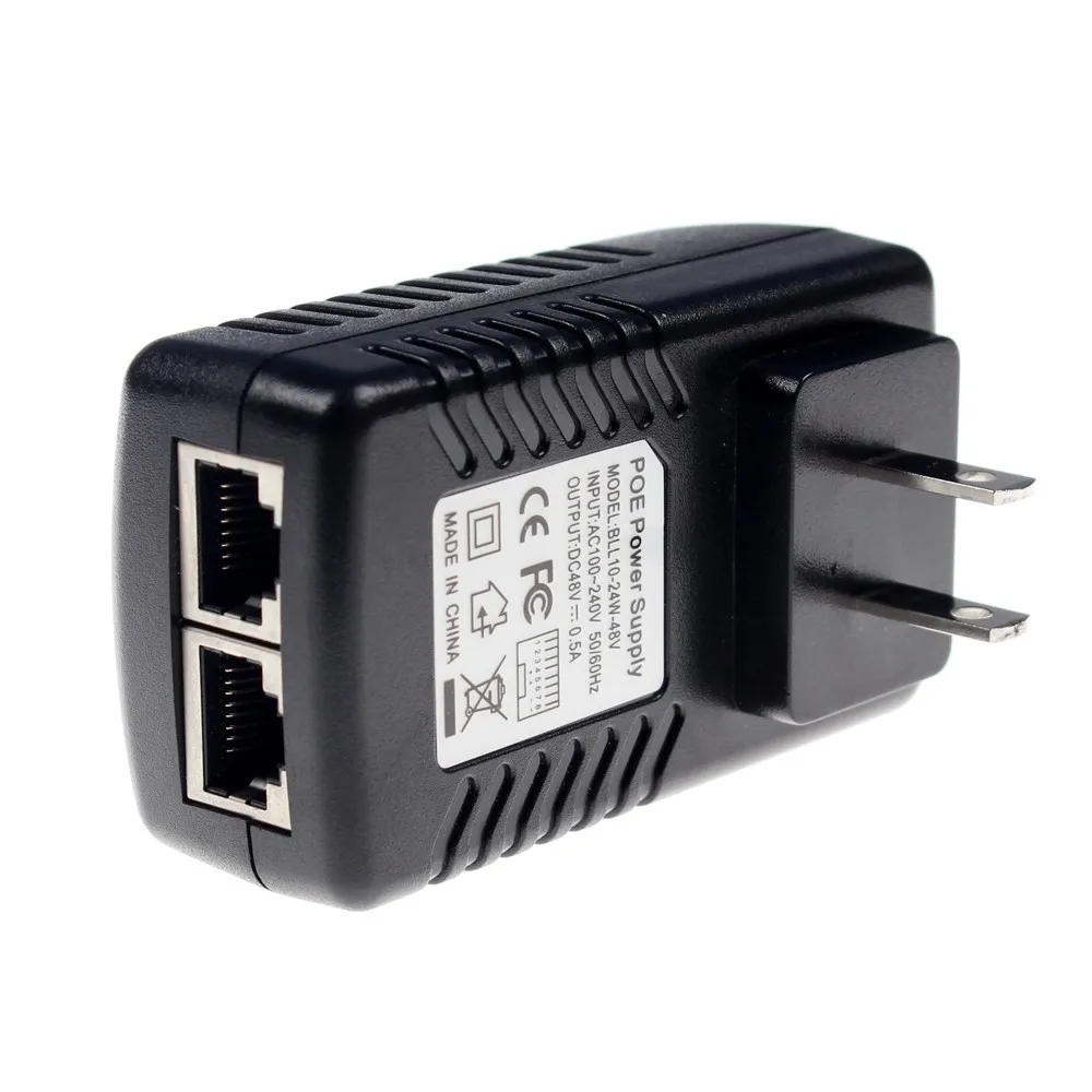 2Pieces Surveillance Security CCTV 48V 0.5A 24W POE Wall Plug POE Injector Ethernet Adapter IP Camera PoE Power Supply