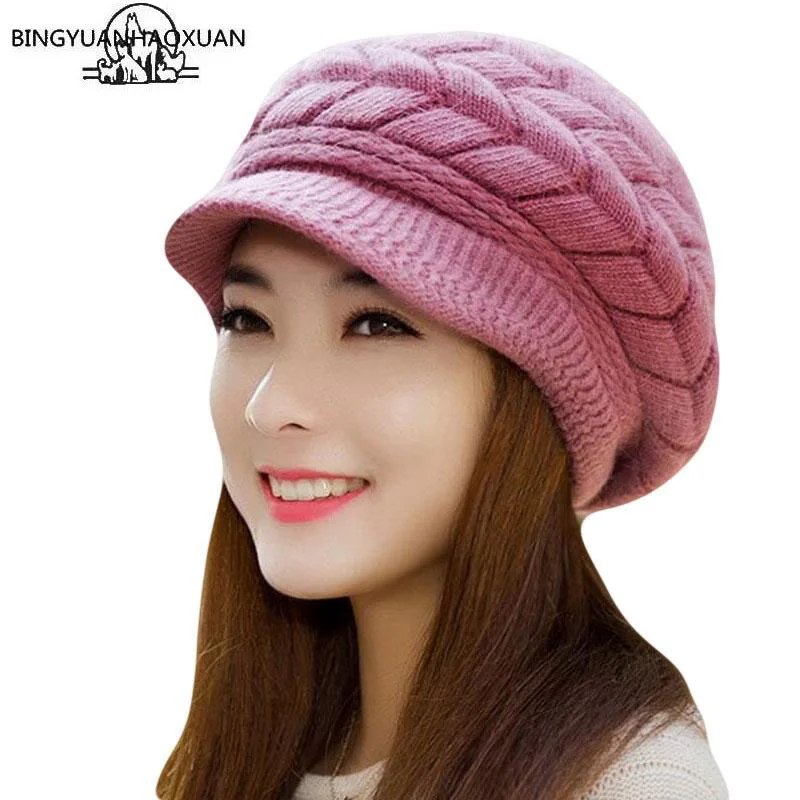 BING YUAN HAO XUAN Knitted Hat Women Winter Hats for Women Ladies ...