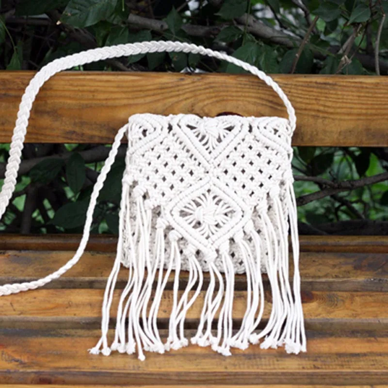2019 las mujeres al por mayor línea de algodón bolso hueco tejido de bolsas de deportes al aire libre del río Trekking playa bolsa de mensajero