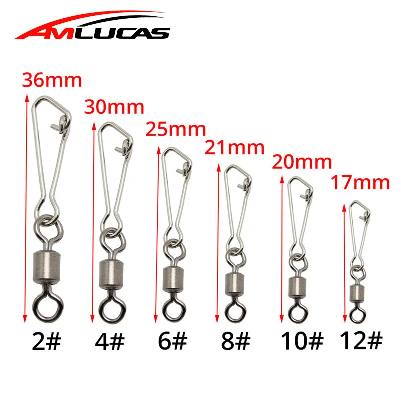 Amlucas 20pcs/lot Connector Barrel Swivels Rolling Swivels with Nice Snap stainless steel fishing Hook Connector Link WW298 Amlucas 20pcs/lot Connector Barrel Swivels Rolling Swivels with Nice Snap stainless steel fishing Hook Connector Link WW298