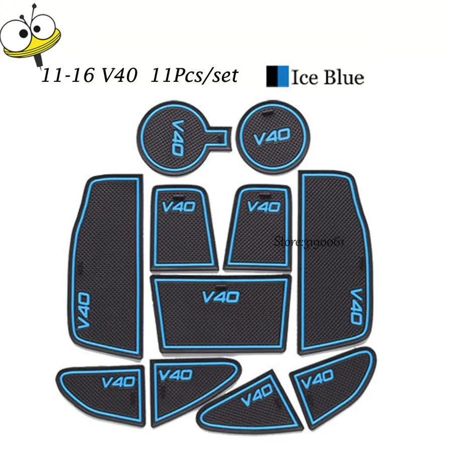 Автомобильные аксессуары для интерьера, резиновая Автомобильная светящаяся дверная накладка, противоскользящая подстаканник, подстилка для 2011- Volvo V40