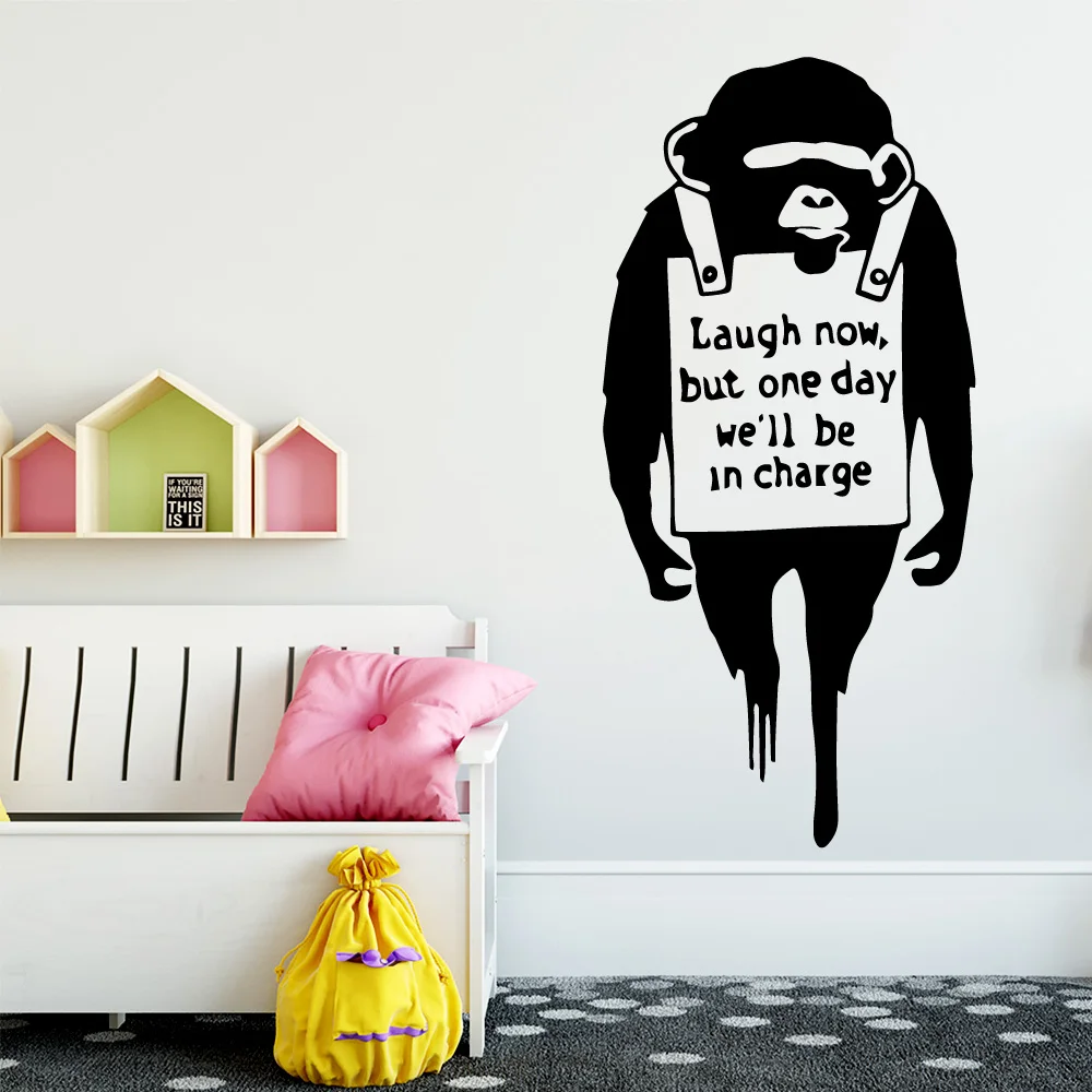

banksy Monkey Charge Wall Sticker Pvc Removable For Kids Room Living Room Home Decor Wall Art Sticker Murals