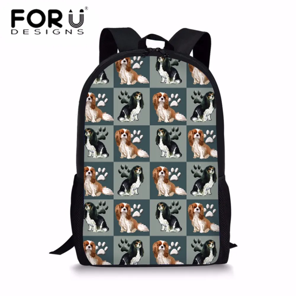 

FORUDESIGNS Shoulder Backpack Girls Cavalier King Printing School Bags Rucksack for Students School Backpack Children Book Bag