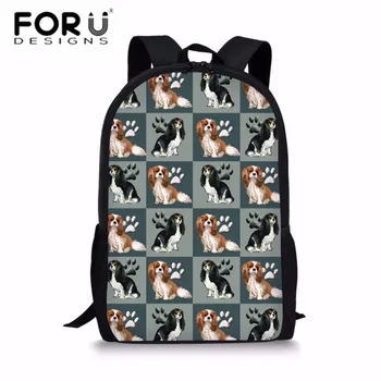 

FORUDESIGNS Shoulder Backpack Girls Cavalier King Printing School Bags Rucksack for Students School Backpack Children Book Bag