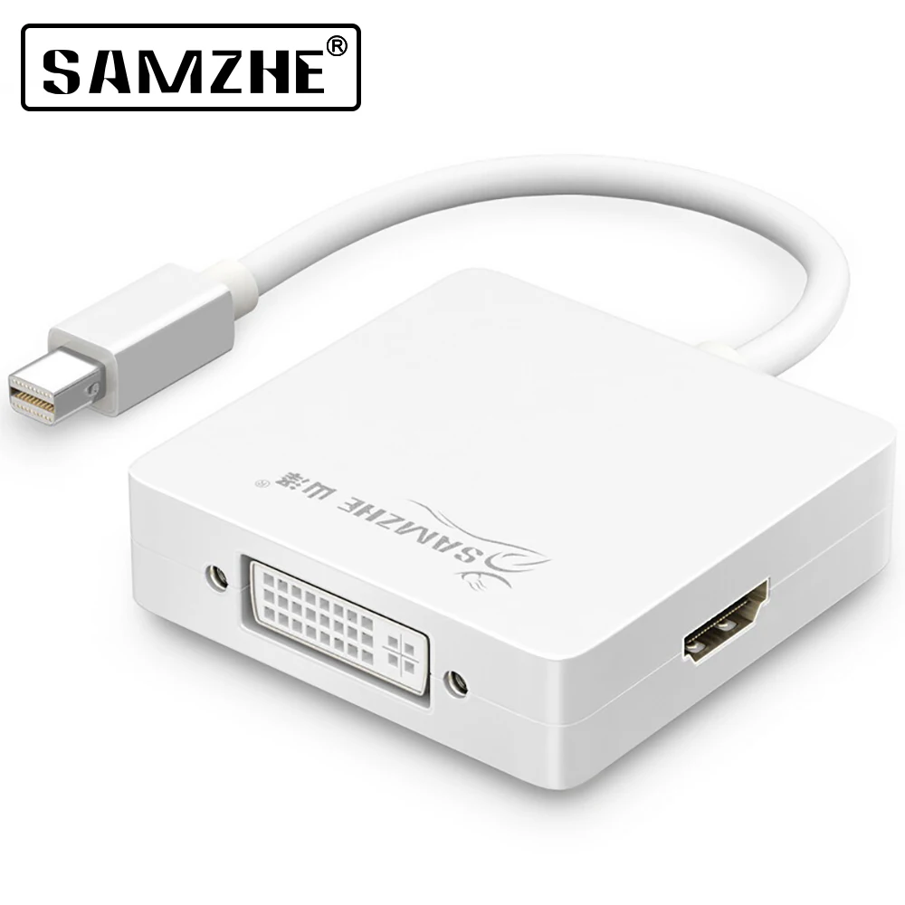 SAMZHE Mini DP адаптер к HDMI/VGA/DVI порт 3 в 1 кабель с интерфейсом Thunderbolt высокоскоростной