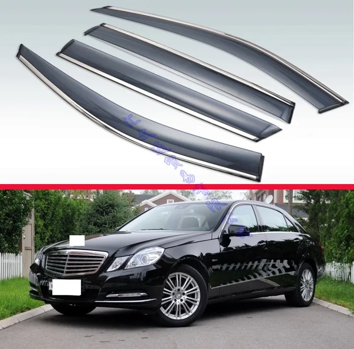 

For Mercedes-Benz E-Class E200 W212 E250 E300 2009-2013 Plastic Exterior Visor Vent Shades Window Sun Rain Guard Deflector 4pcs
