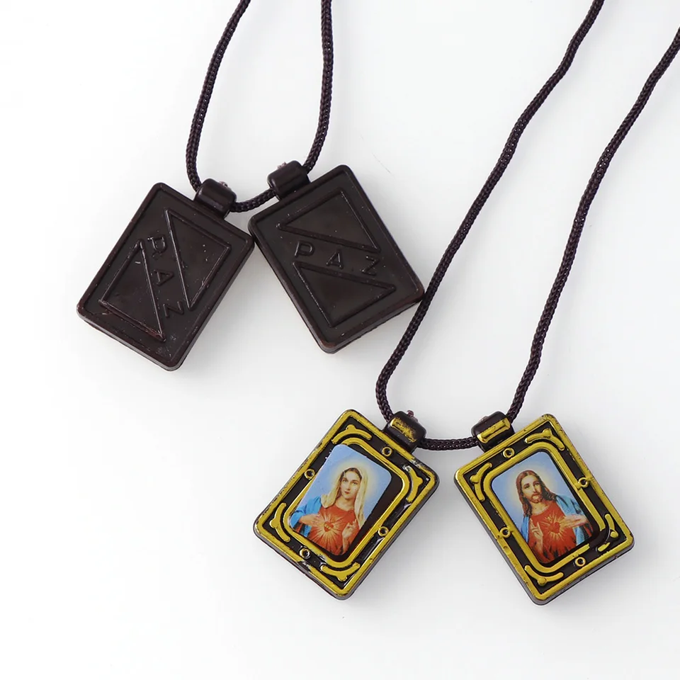 Chapelet Scapulaire En Plastique Catholique Brun Avec Face Doree Notre Dame Du Mont Carmel Et Sacre Cœur Jesus Aliexpress