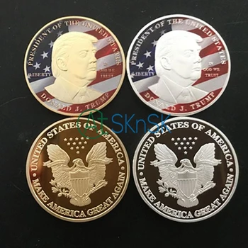 

50PCS Gold Coin The American President Coin Collectible American Coins with Plastic Case Donald Trump Coin 40*3mm free shipping