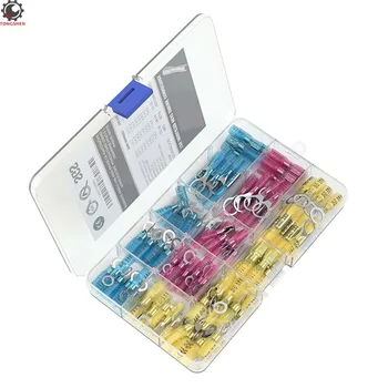 

120 PCS Waterproof Heat Shrink Terminals Connector Kit Electrical Splice Insulated Wire Crimp Terminals Connector Ring Butt Spad