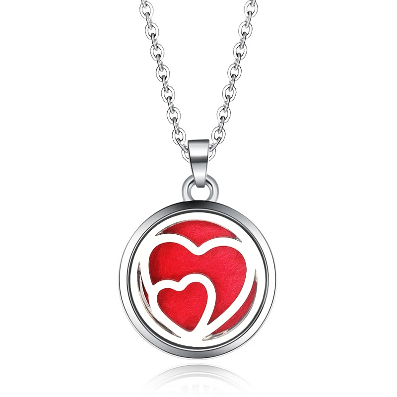 BFF Jewelry Fashion Aromatherapy Essential Oil Necklace Diffuser Locket Necklaces Double Heart Pendant