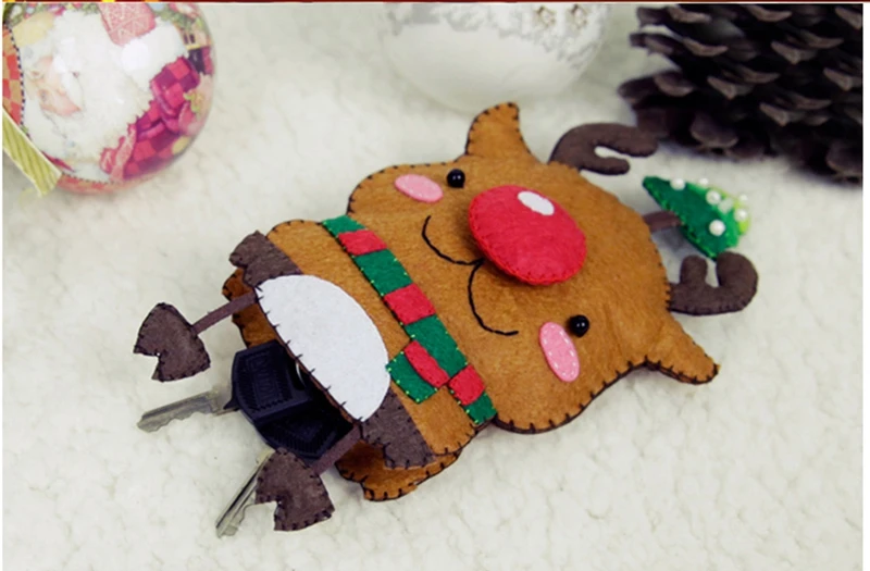 Рождественский олень, стильный держатель для ключей, сумка для хранения ключей, войлок, сделай сам, вышивка, искусство, простое, сделай сам, упражнение для студентов и детей