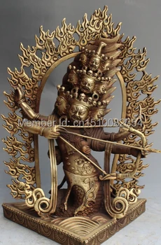 

13" Chinese Tibet Buddhism Bronze Archery Mahakala Wrathful Deity Buddha Statue