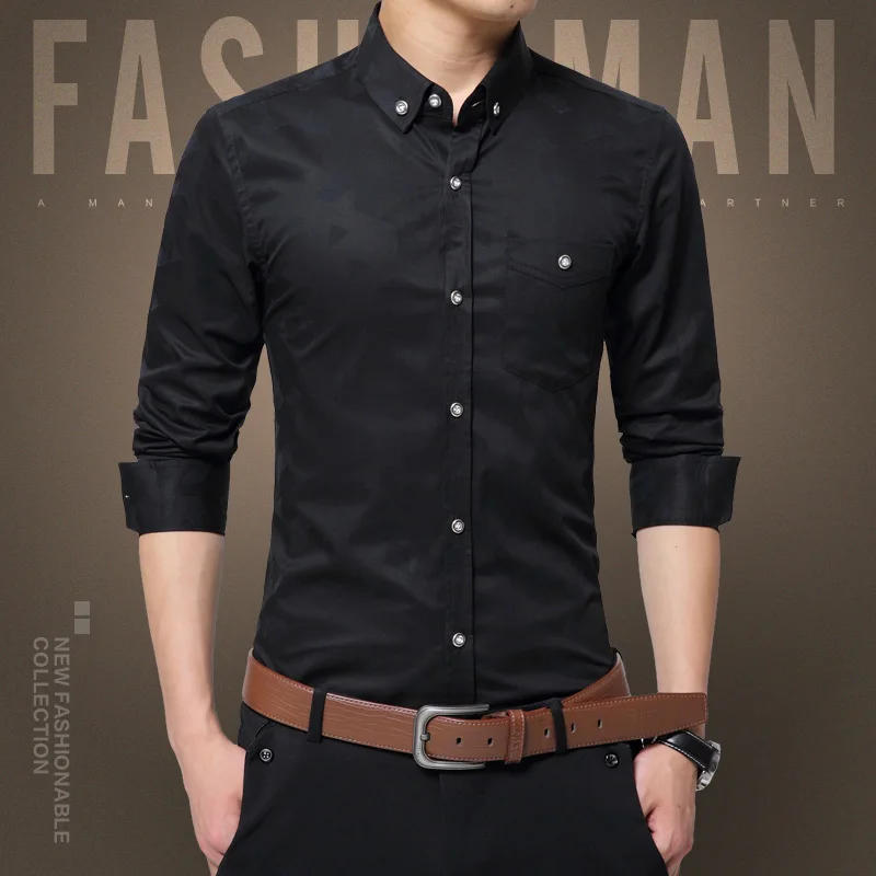 Новинка, оксфордская модная мужская рубашка, приталенная Мужская Повседневная рубашка с длинным рукавом, рубашка с отложным воротником, 4XL 5XL