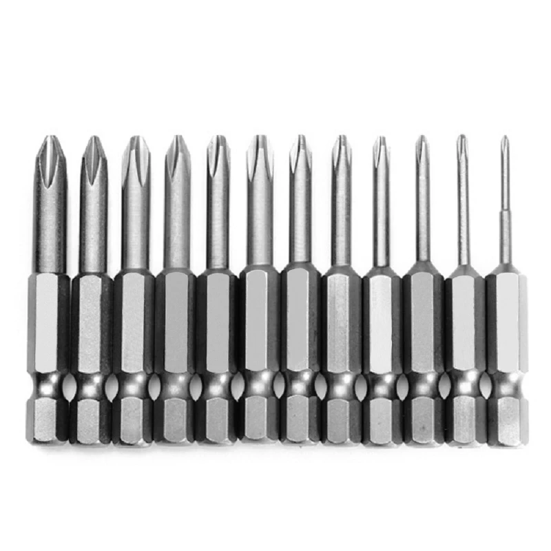 12Pcs 50mm Length Hex Shank Magnetic Phillips Cross Screwdriver Bits PH1 PH2 Electric Head | Инструменты