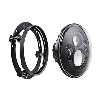 

40W 7" H4 LED Motorcycle Hi/Lo Beam Headlight + Mounting Bracket Ring Combo For Harley Touring Dyna Heritage Softail