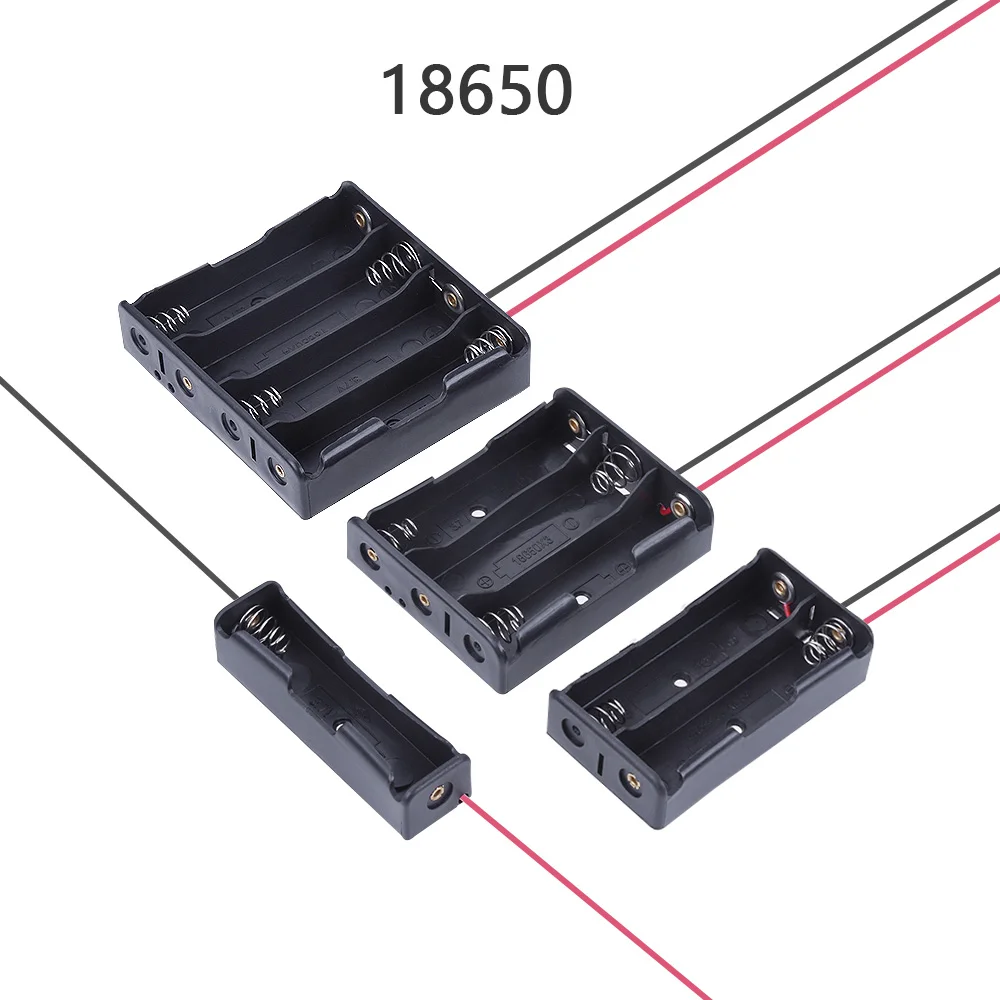 

1X 2X 3X 4 X 18650 Battery Li-ion 3.7V Clip Battery Holder Box Case Black With Wire Lead Battery Holders