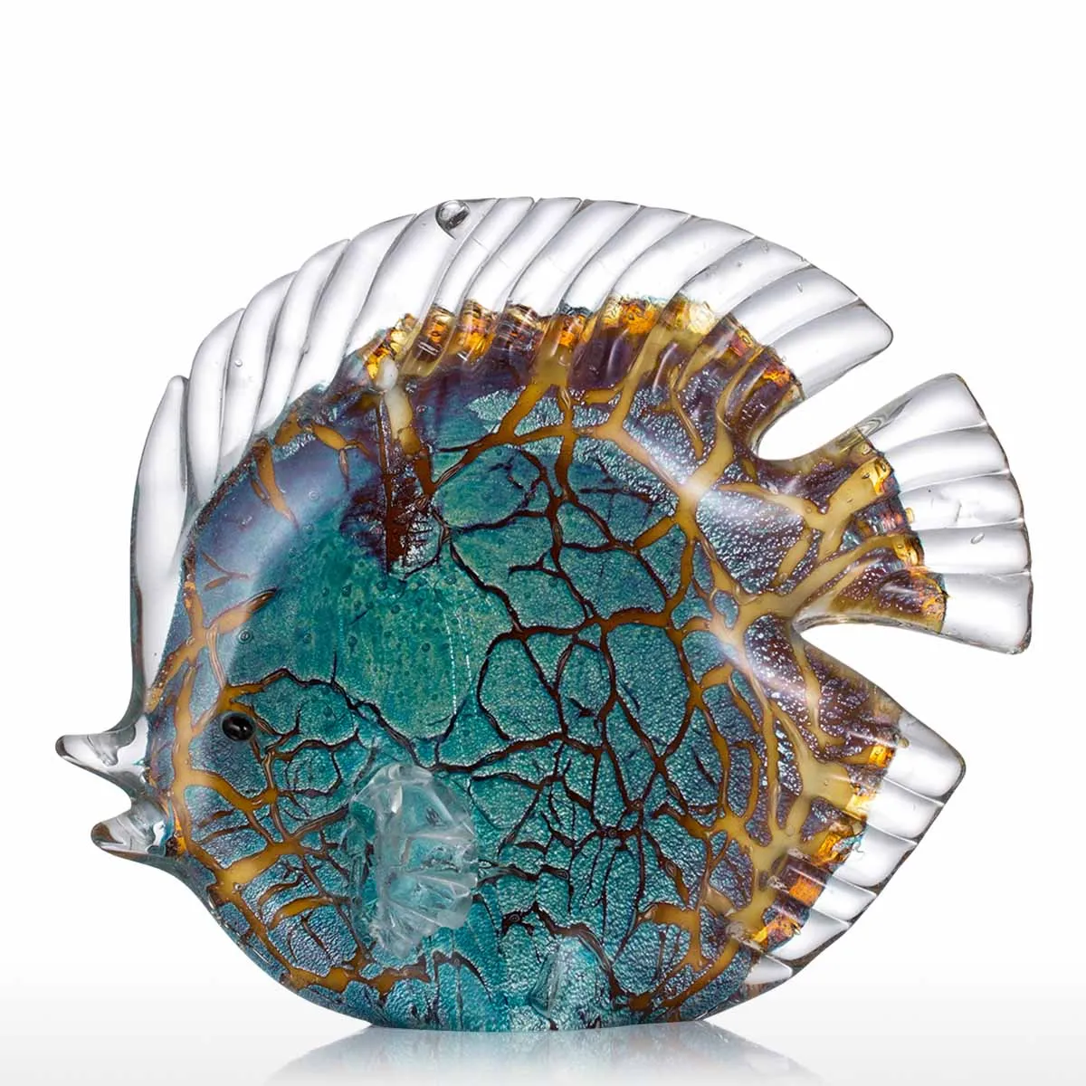 Multicolor Spotted Tropical Fish Delicate Glass Sculpture Classy Home Decoration Glass Fish Exquisite Room Home Decoration Craft