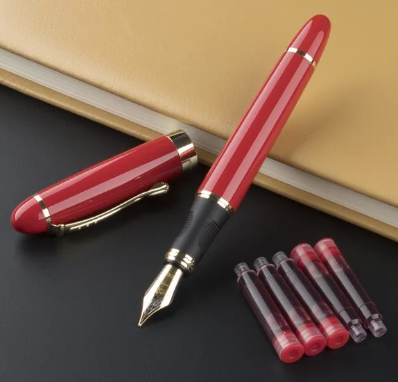 JINHAO X450 классический цвет красного вина M перьевая ручка офисные школьные канцелярские принадлежности Ручки для письма чернила подходят подарок на день рождения и 5 шт чернил - Цвет: Z