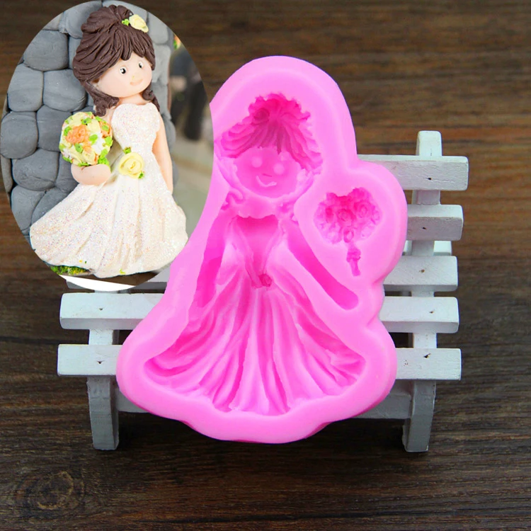 Creative DIY Wedding Series Bride Shaped Silicone Fondant Cake Molds