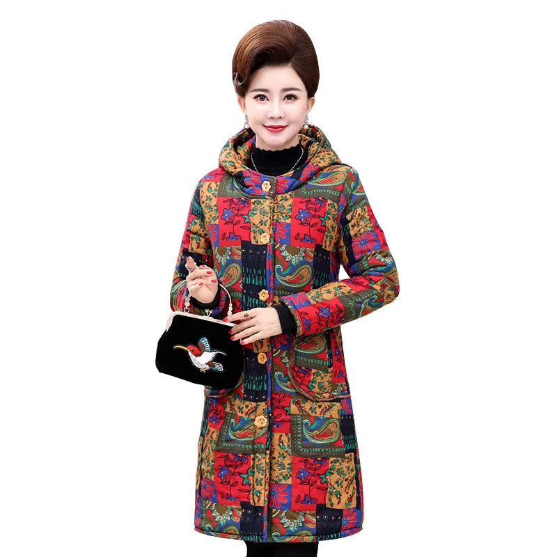 Winter Jacket Women 2018 New Autumn Winter Big Size 6XL Cotton-padded Coat Female Thick Printing Casual Plus Velvet Jacket S125