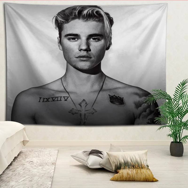 

Justin Bieber Tapestries Hanging cloth background wall covering bedroom renovation bed decoration tapestry custom logo