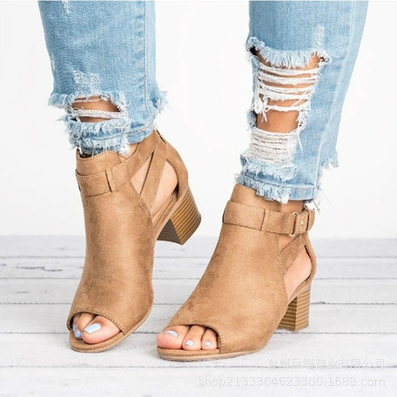 Europe and the United States summer 2019 new women's sandals high heels fashion sexy women's shoes fish mouth plus size 34-43