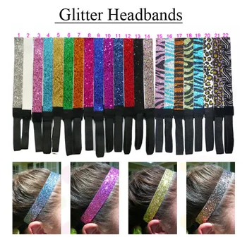 

2019 Glitter headbands for girl softball headbands sparkle band sport glitter headbands