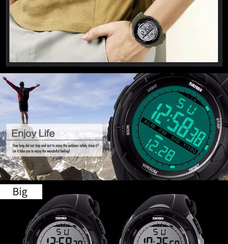 SKMEI Fashion Simple Sport watch Men Military Watches Alarm Clock Shock Resistant Waterproof Digital Watch reloj hombre 1025